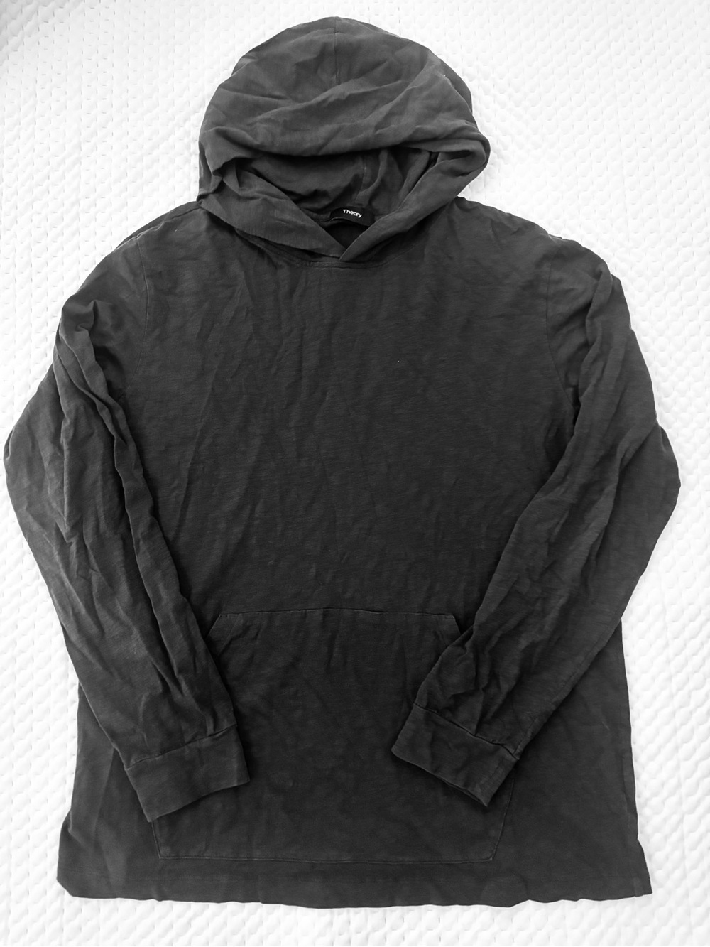 Men’s Theory Lightweight Black Grey Cotton Hoodie Size Large